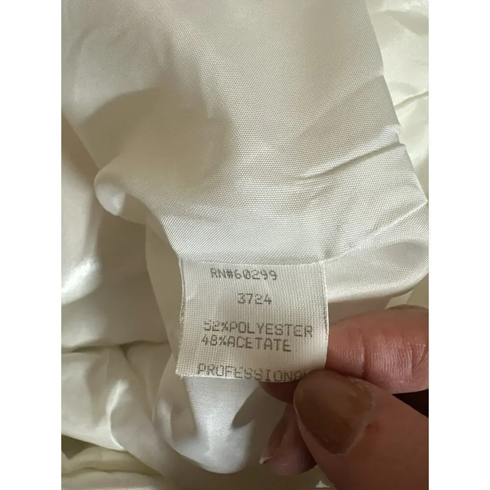 Chetta B Women's Full Zip Front Embellished Party Fancy Top Suit Size 14 Cream